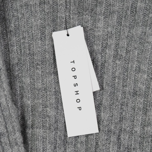 TOPSHOP Womens Knit Cardigan XL Gray Ribbed  US 14 Slouchy Cozy Minimal NWT - Picture 5 of 11